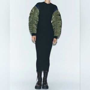 ZARA MIXED NYLON MIDI DRESS